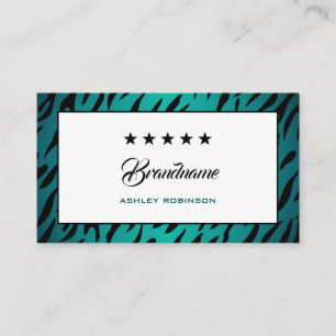 Elegant Teal Ombre Zebra Frame Fashionable Trendy Business Card