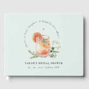 Elegant Teal Orange Green Cocktail Bridal Shower  Guest Book