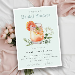 Elegant Teal Orange Green Cocktail Bridal Shower Invitation