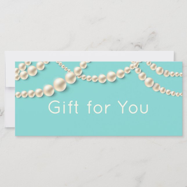 Elegant Teal & Pearl Gift Certificate (Front)