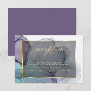 Elegant Teal Plum Purple Smoky Reception  Invitation