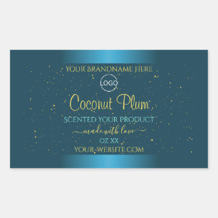 Elegant Teal Product Labels Gold Soft Glitter Logo