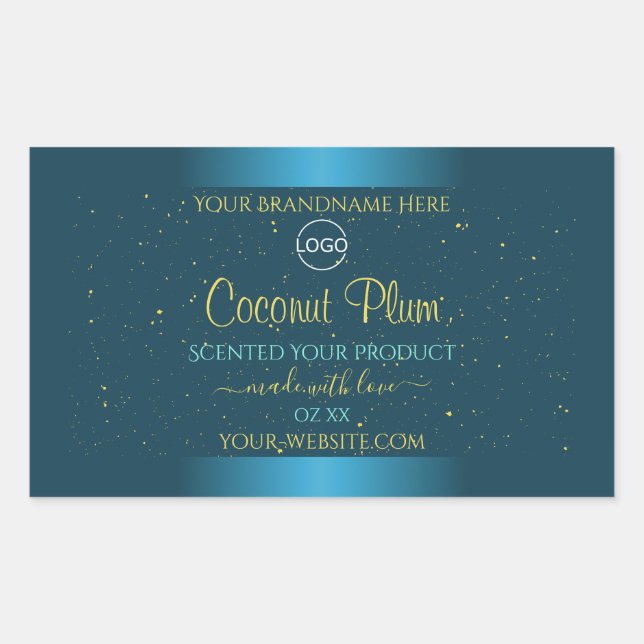 Elegant Teal Product Labels Gold Soft Glitter Logo (Front)