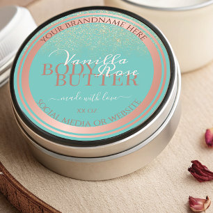 Elegant Teal Product Packaging Labels Rose Gold