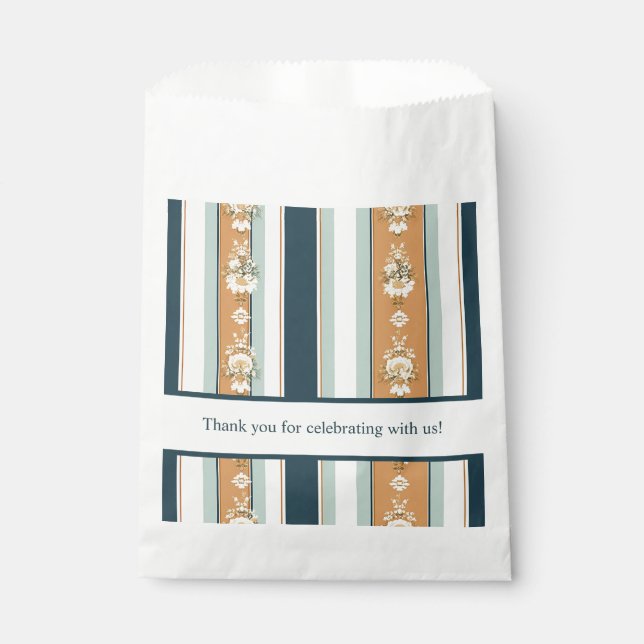 Elegant Teal Regency Stripes Favour Bags (Front)