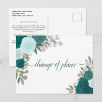 Elegant Teal Roses Change of Wedding Plans