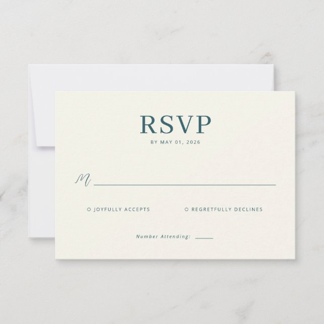 Elegant Teal RSVP Card (Front)
