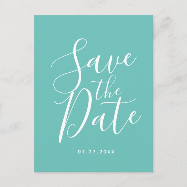 Elegant Teal Save The Date Spring Summer Wedding Postcard (Front)