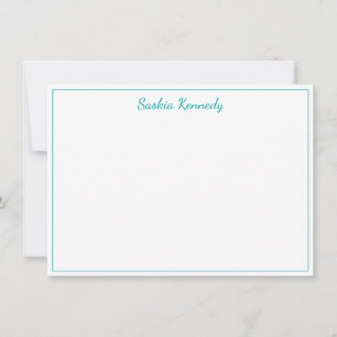Elegant Teal Script Border Personalised Card