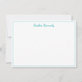 Elegant Teal Script Border Personalised Card