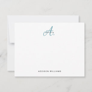 Elegant Teal Script Monogram Card
