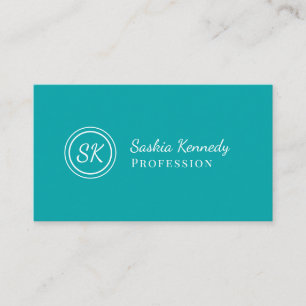 Elegant Teal Script Professional Monogram Business Card