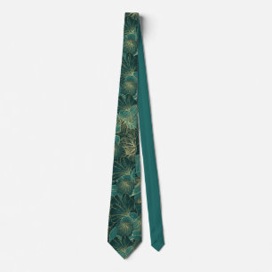 Elegant Teal Seagreen Floral Pattern  Tie