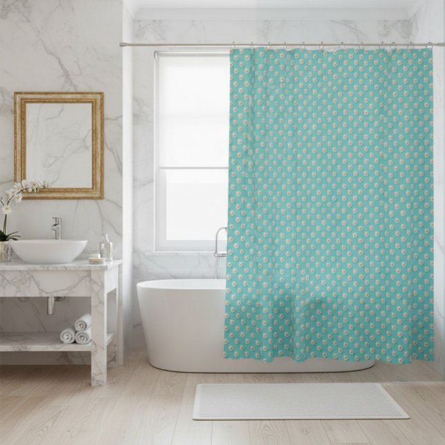 Elegant Teal Shower Curtain with Pearls (Creator Uploaded)
