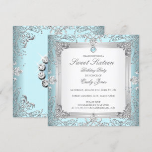 Elegant Teal Sweet 16 Sixteen Pearl Invitation