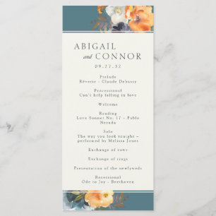 Elegant Teal Terracotta Navy Boho Floral Programme