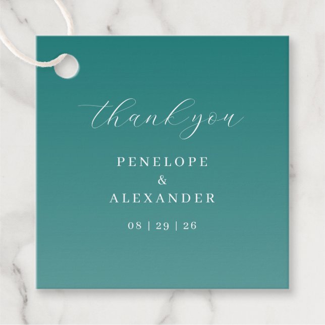 Elegant Teal Thank You Card Favour Tags (Front)
