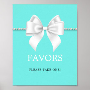 Elegant Teal Tiffany Baby Shower Guest Favours Sig Poster
