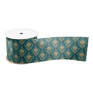 Elegant teal tiled wedding colours satin ribbon