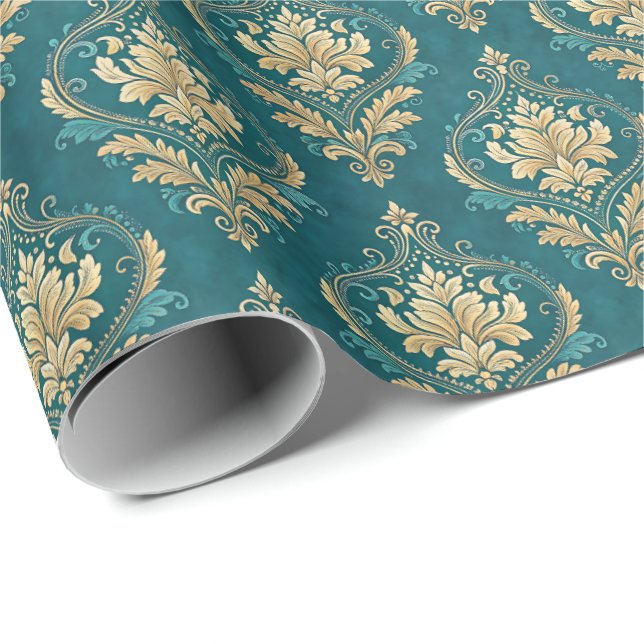 Elegant teal tiled wedding colours  wrapping paper (Roll Corner)