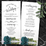 Elegant Teal Turquoise Aqua Rose Romantic Wedding Programme<br><div class="desc">This beautiful wedding program features an elegant design with a single long stemmed teal, turquoise, or dark aqua coloured rose lying on its side reflecting in water. The titles are written in fancy script calligraphy, and there is space for your ceremony and wedding party details, as well as a short...</div>
