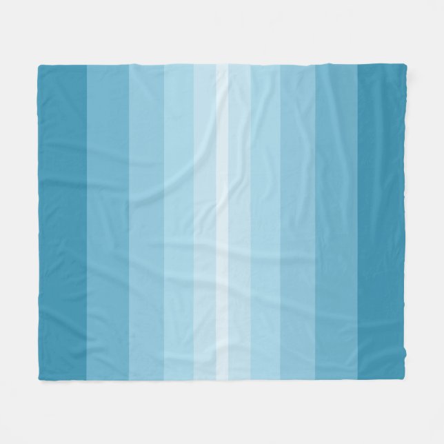 Elegant Teal Turquoise Blue Stripes Fleece Blanket (Front (Horizontal))