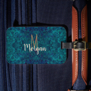 Elegant Teal Turquoise Gemstone Personalised Luggage Tag
