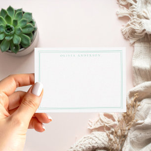 Elegant Teal Two Border Minimalist Monogram Name Card