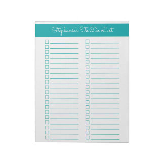Elegant Teal Vertical 8.5x11 Two Column Checklist Notepad