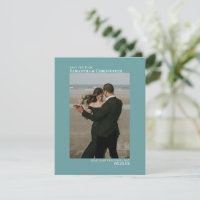 Elegant Teal Vertical Photo Minimalist Wedding