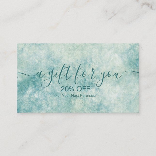 Elegant Teal Watercolor Discount Card (Front)