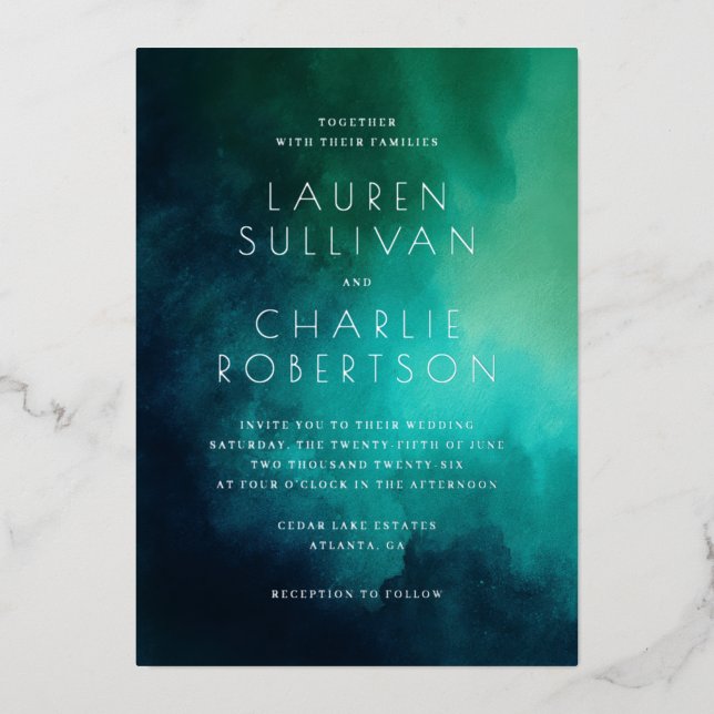 Elegant Teal Watercolor Gradient (Front)