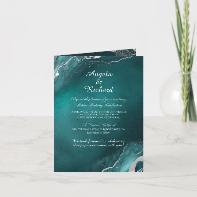 Elegant Teal Wedding Invitation (Front)