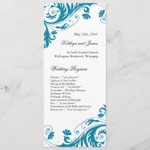 Elegant Teal Wedding Programs Programme