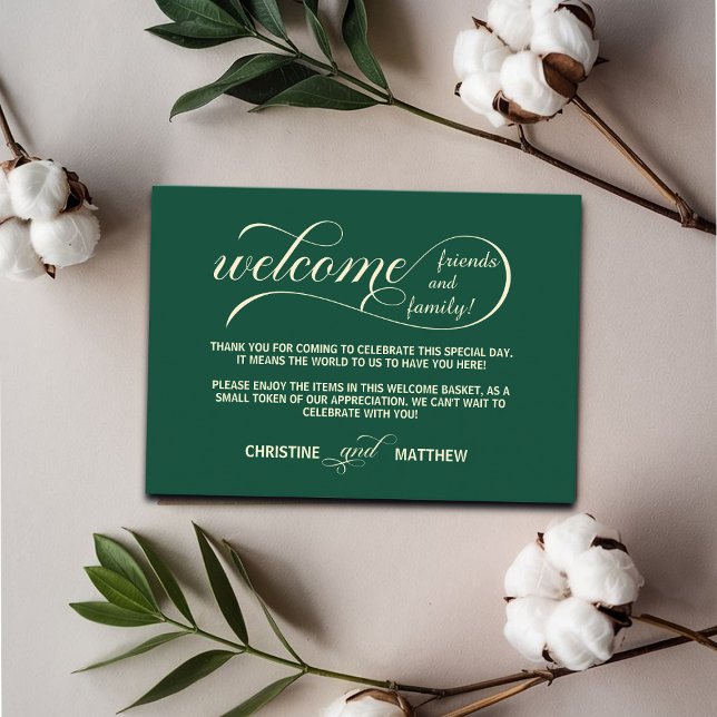 Elegant Teal Welcome Gift Bag Basket Place Card (Creator Uploaded)
