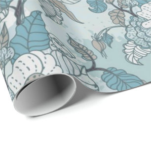 Elegant Teal & White Floral Wrapping Paper