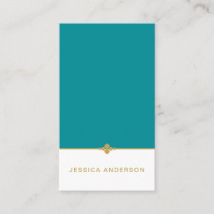Elegant Teal White Gold Business Card