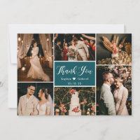Elegant Teal White Wedding Multi Photo Collage