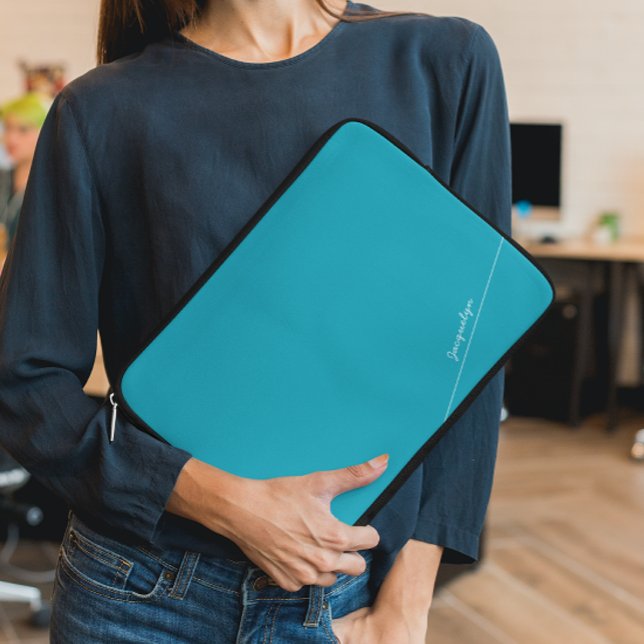Elegant Teal with Name Laptop Sleeve (Creator Uploaded)
