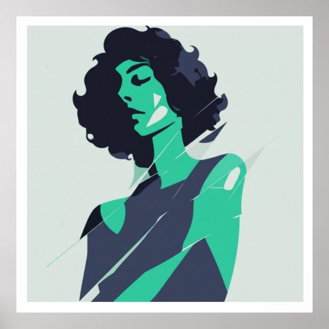 Elegant Teal Woman Art  Poster (Front)