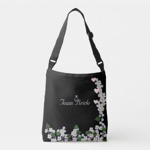Elegant Team Bride Flowers on Black Crossbody Bag