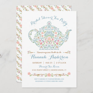 Elegant Teapot Bridal Shower Invitation