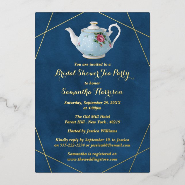 Elegant Teapot Bridal Shower Tea Party Real (Front)