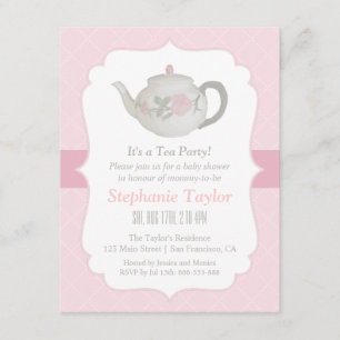 Elegant Teapot Tea Party Baby Shower Invitations