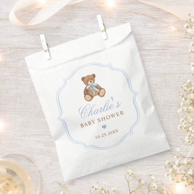 Elegant Teddy Bear Baby Shower Decor Favour Bags (Clipped)