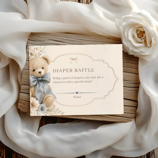 Elegant Teddy Bear Diaper Raffle Enclosure Card (Creator Uploaded)