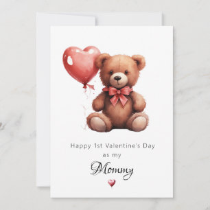 Elegant Teddy Bear Happy 1st Valentine's Day as m Holiday Card