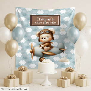 Elegant teddy bear pilot baby shower wall decor tapestry