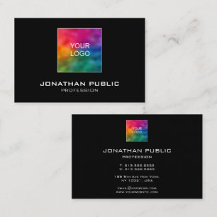 Elegant Template Add Your Own Logo Here Black Business Card