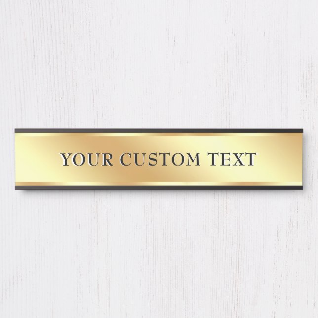 Elegant Template Custom Text Gold Office School Door Sign (Front)